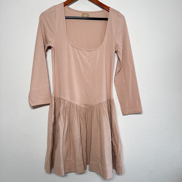 Free People Onda Long Sleeve Stretch Cotton Minidress Tuscany Pockets - Picture 2 of 14